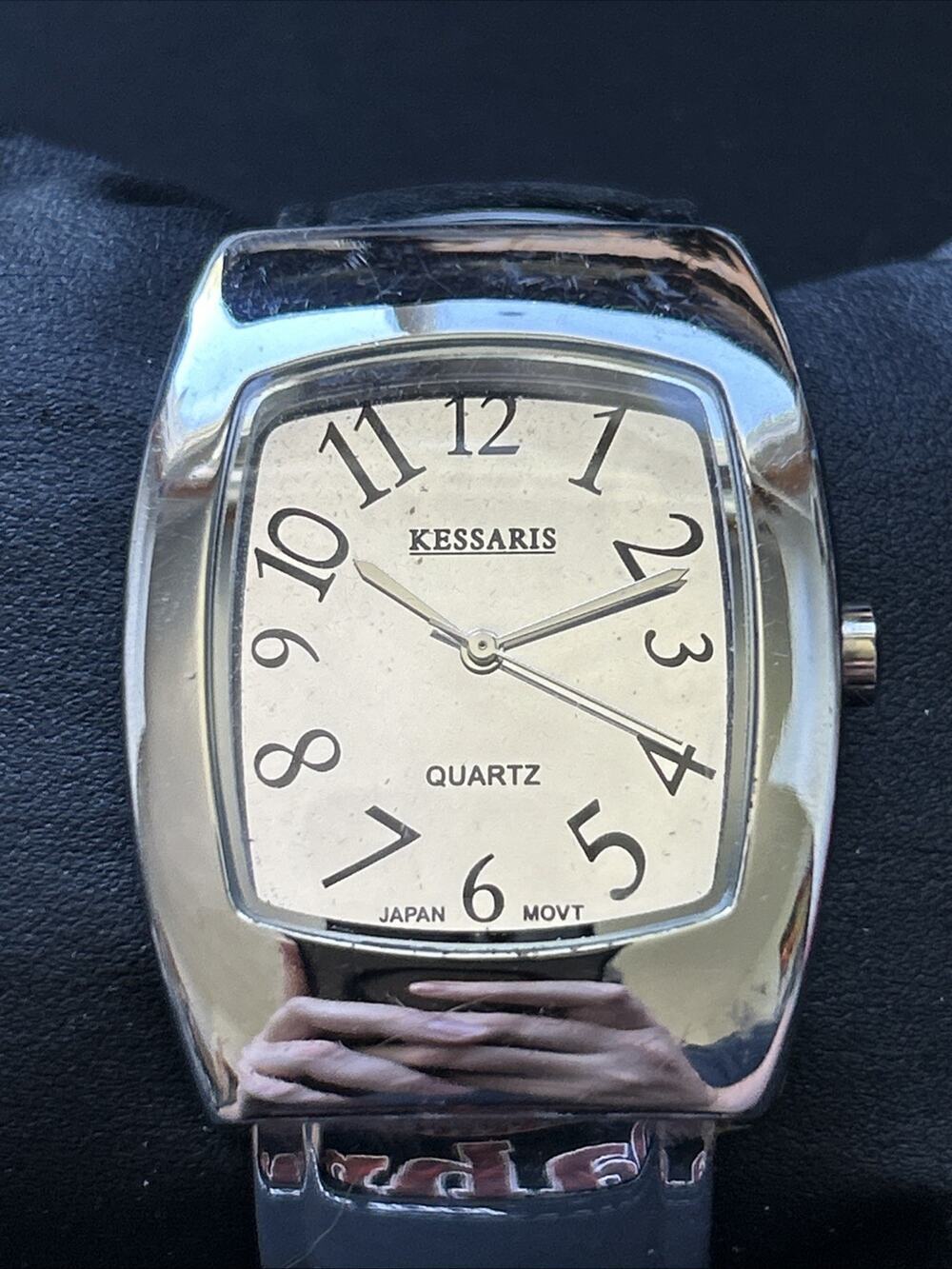 Kessaris Silver Tone Women’s Cuff Watch